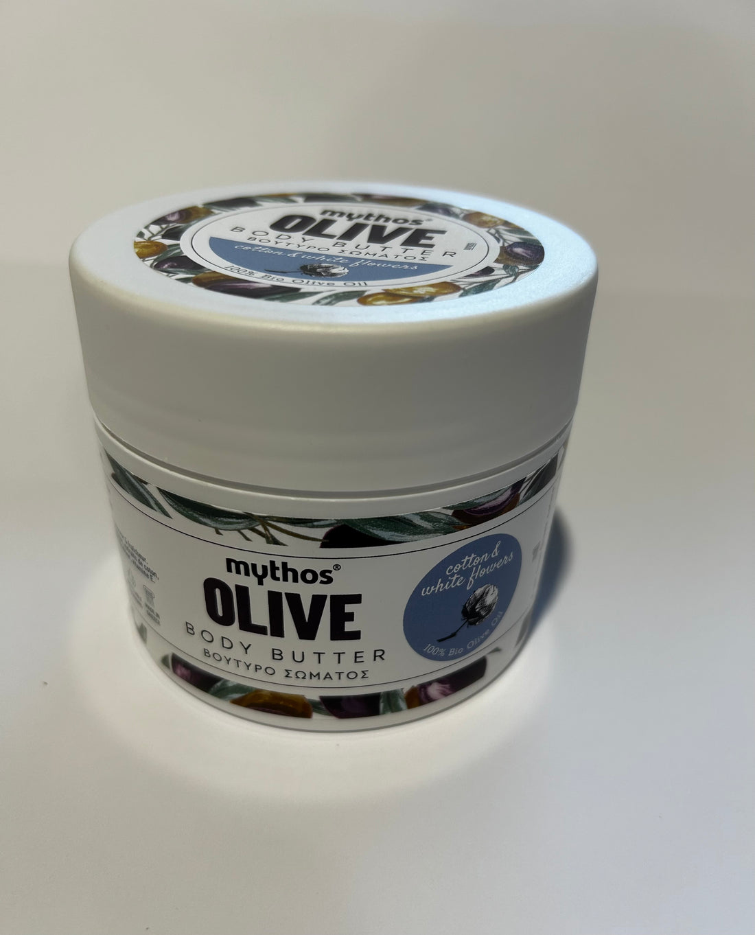 mythos olive body butter cotton & white flowers