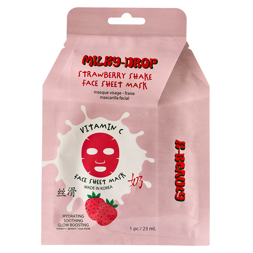 Milky-Drop Face Sheet Mask - Strawberry Shake, Vitamin C