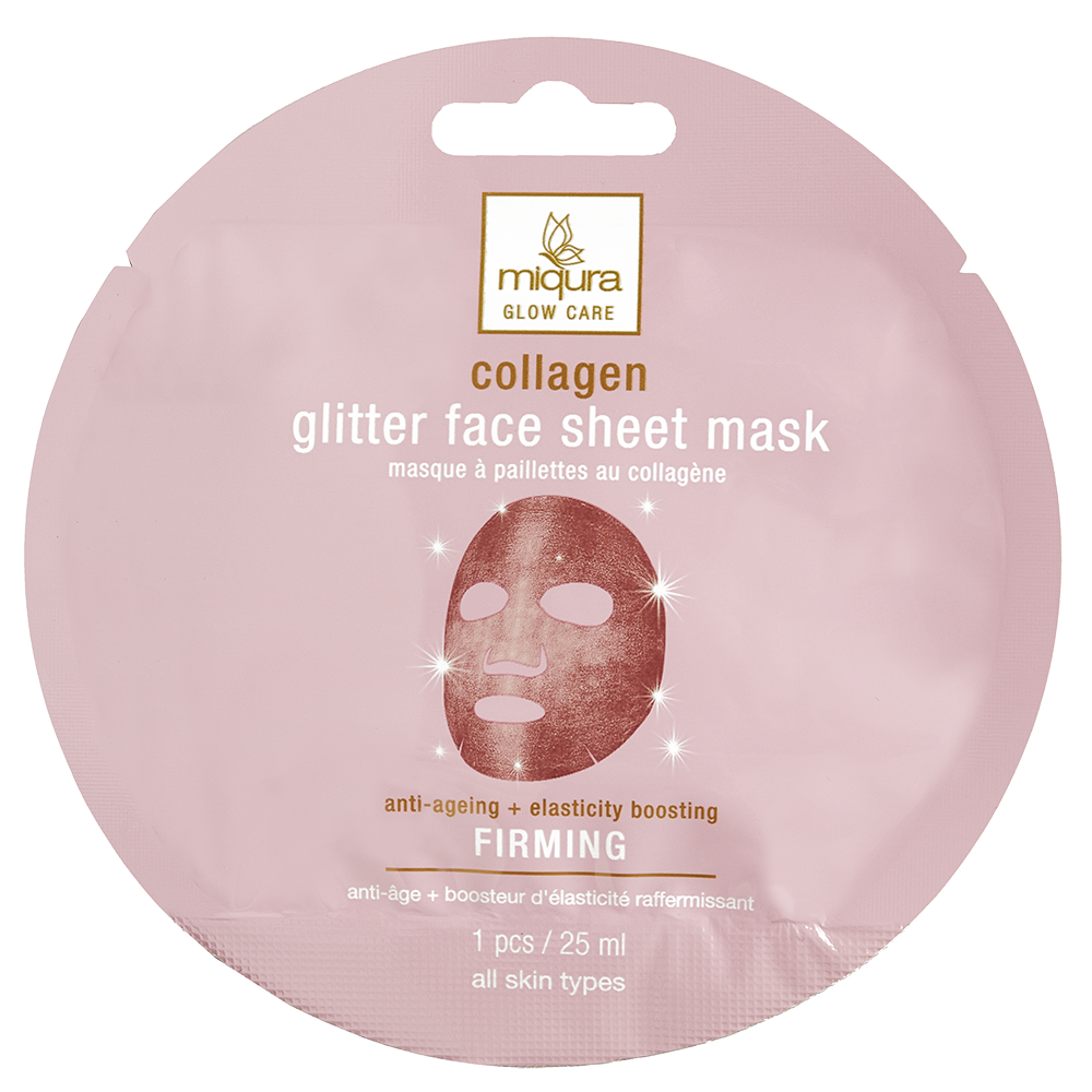 Miqura Glitter Face Sheet Mask - Collagen