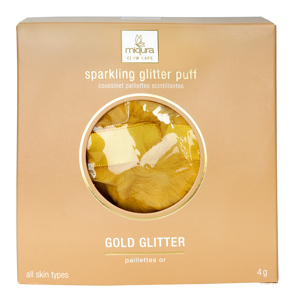 Miqura Sparkling Glitter Puff - Gold Glitter