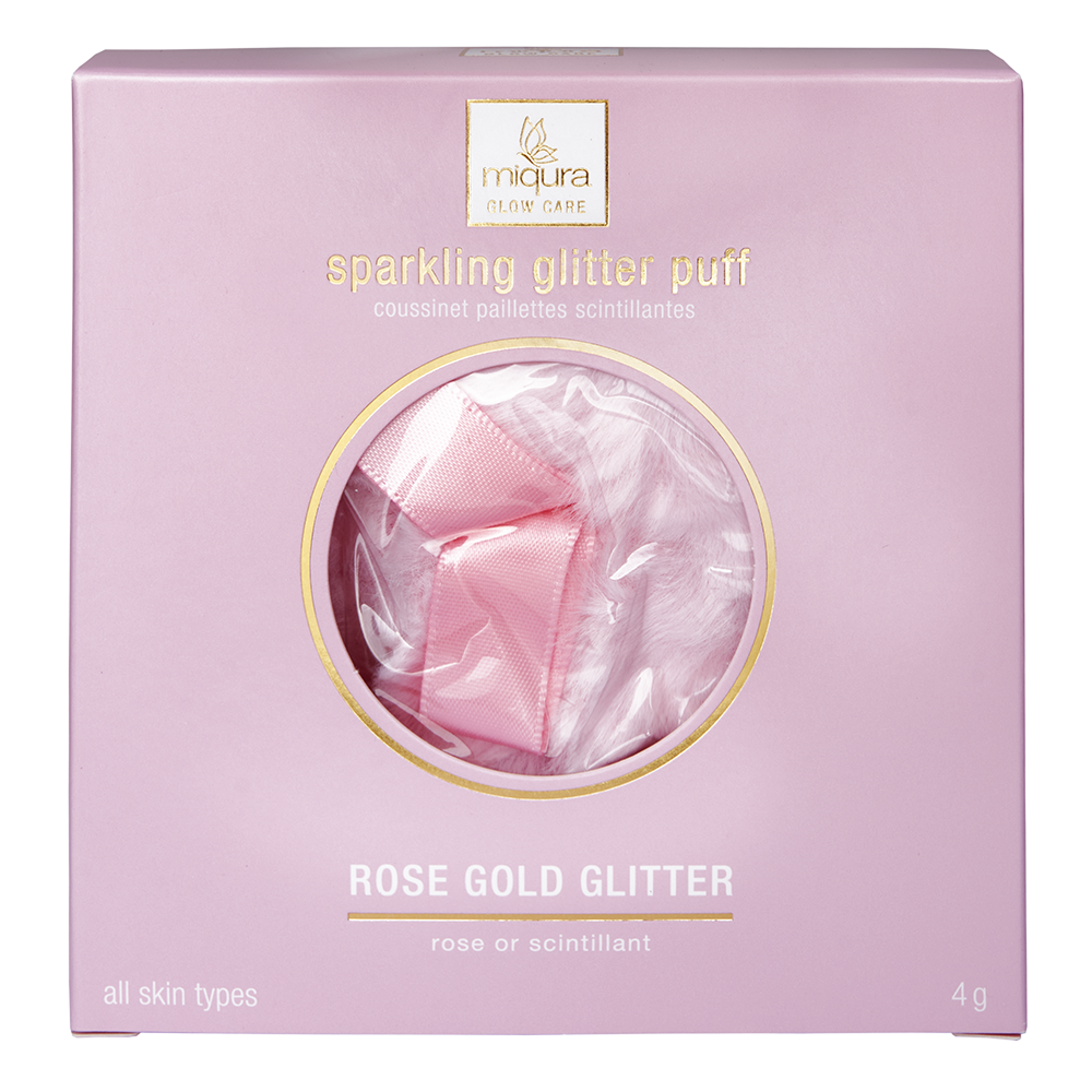 Miqura Sparkling Glitter Puff - Rose Gold Glitter
