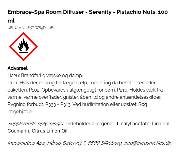 Embrace-Spa Room Diffuser - Serenity - Pistachio Nuts - 100 ml