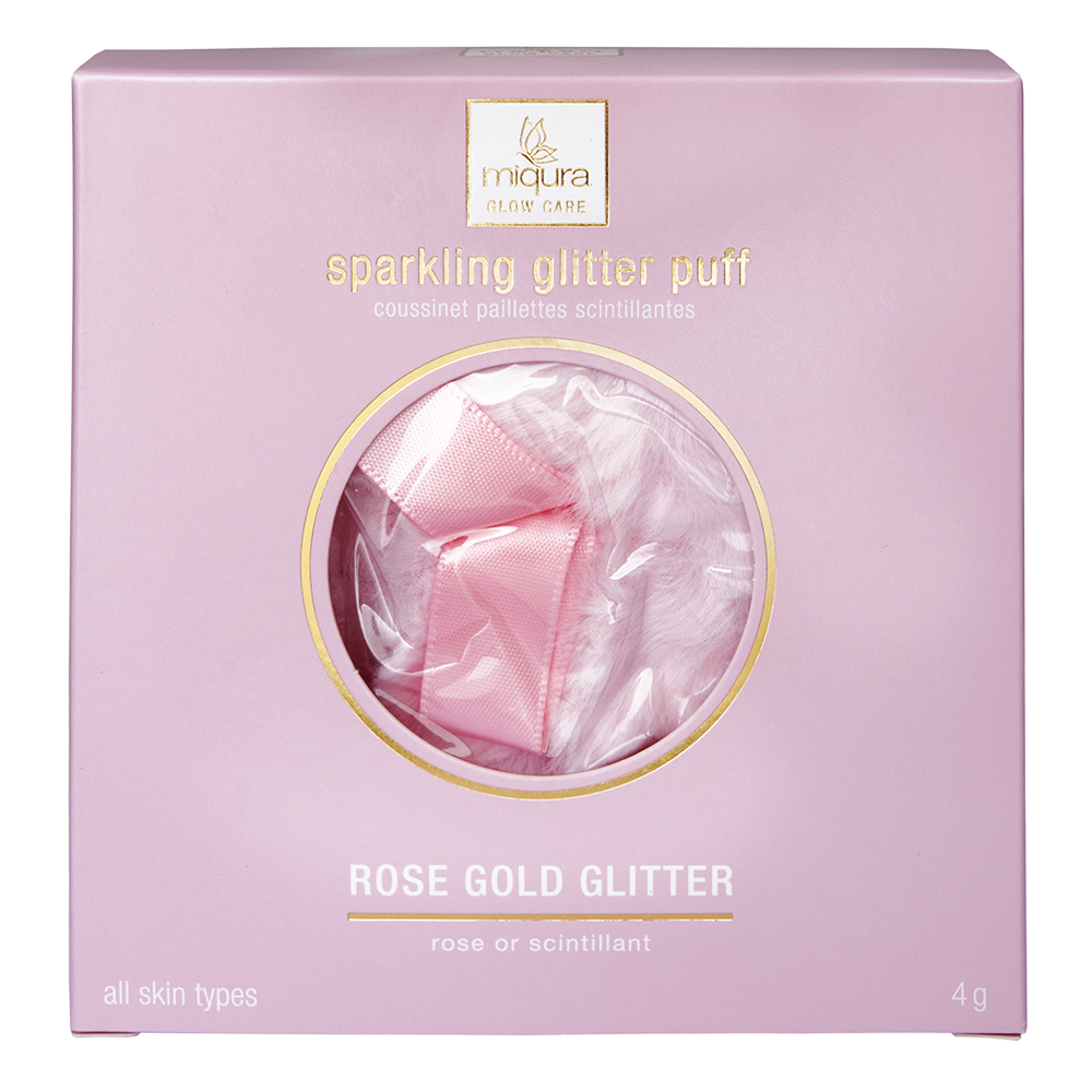 Miqura sparkling glitter puff - rose gold glitter