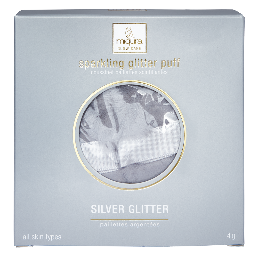 Miqura sparkling glitter puff - silver glitter