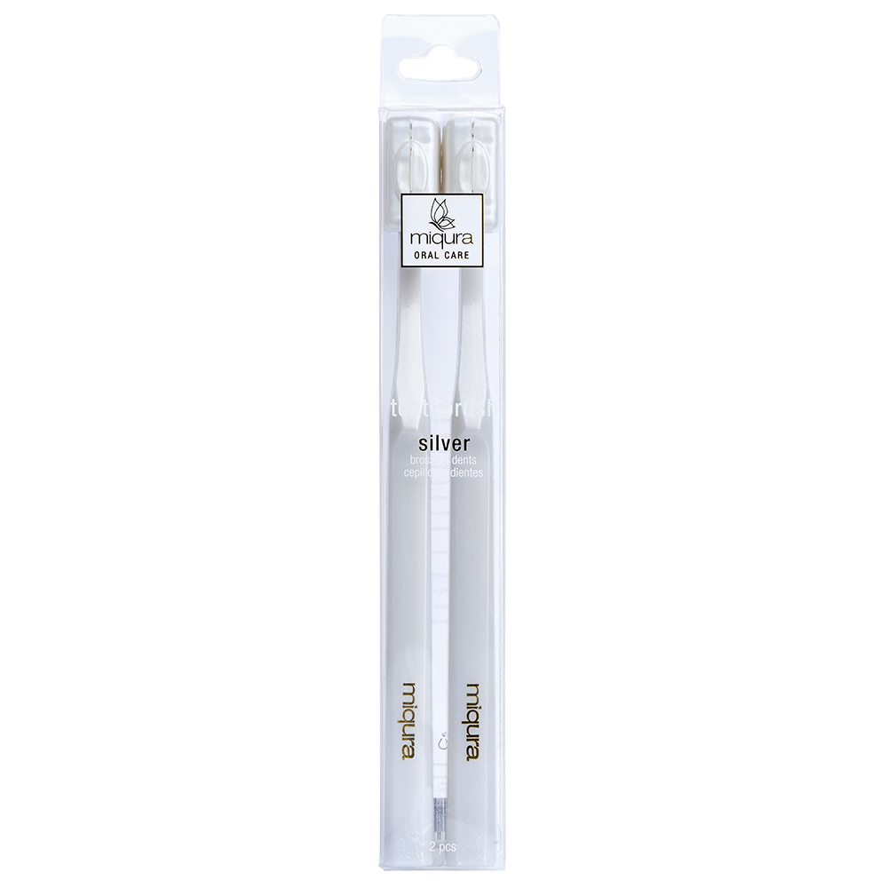 Miqura Toothbrush with Cap - Silver - 2 pc
